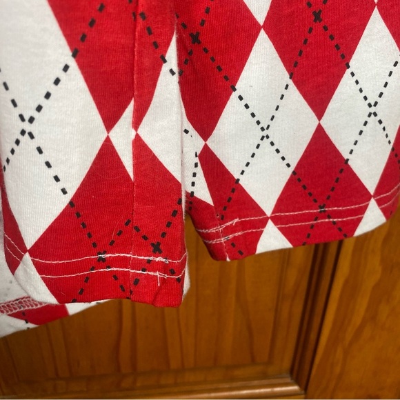 Leveret Women’s Red and White Argyle 100% Cotton Pajama Night Shirt - Picture 5 of 7
